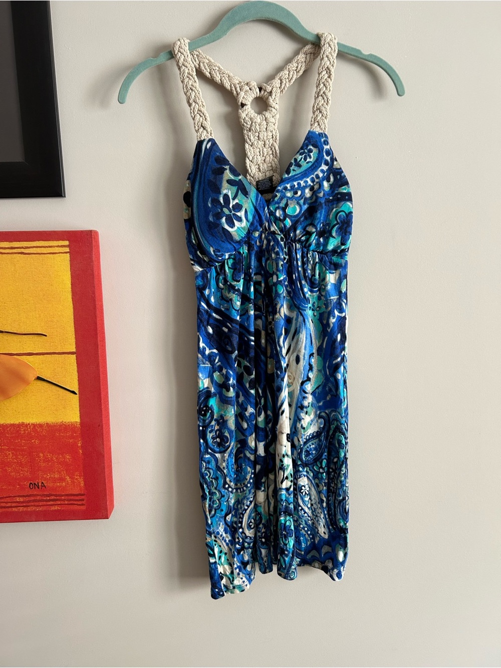 2/$15 Rue21 Blue and Teal Paisley Sundress with Crochet Straps